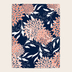 Floral Blooms and Leaves, Navy, Coral and White Poster Gallery Image 4