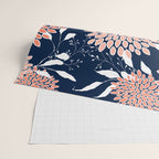 Floral Blooms and Leaves, Navy, Coral and White Wrapping Paper Gallery Image 2