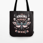 The horrors persist but so do I - gothic moth and skull design Tote Bag Gallery Image 1