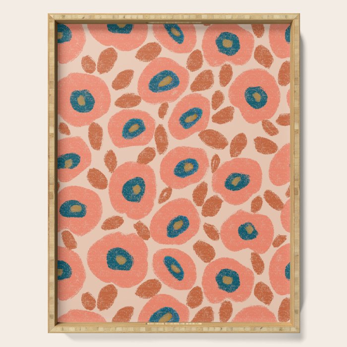 Textured Bold Flower - Peach Serving Tray Gallery Image 1