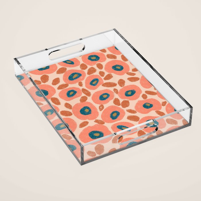 Textured Bold Flower - Peach Acrylic Tray Gallery Image 1