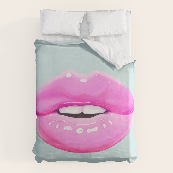 Fashion pink lips Duvet Cover Gallery Image 1