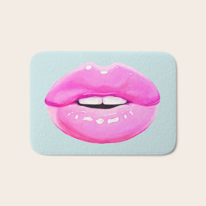 Fashion pink lips Bath Mat Gallery Image 1