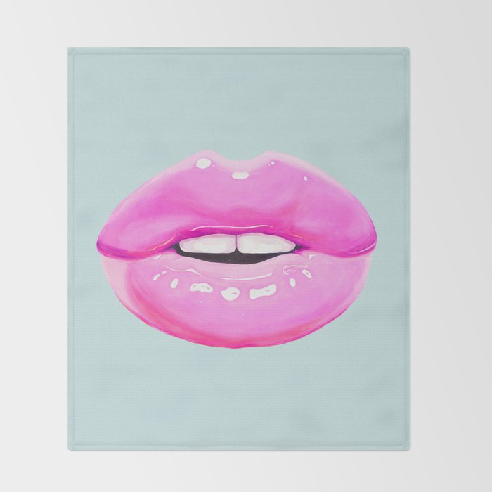 Fashion pink lips Throw Blanket Gallery Image 2