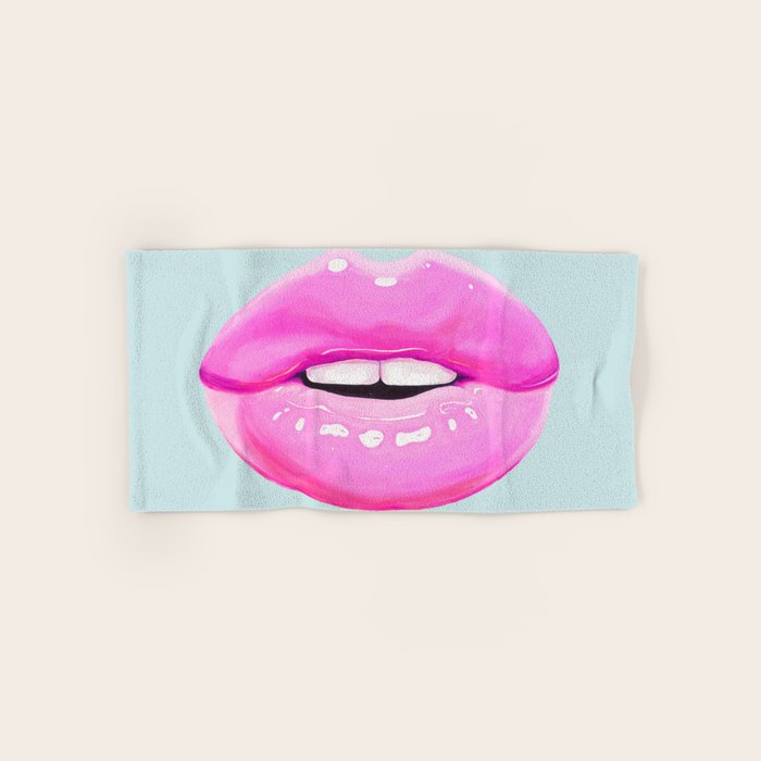 Fashion pink lips Bath Towel Gallery Image 1