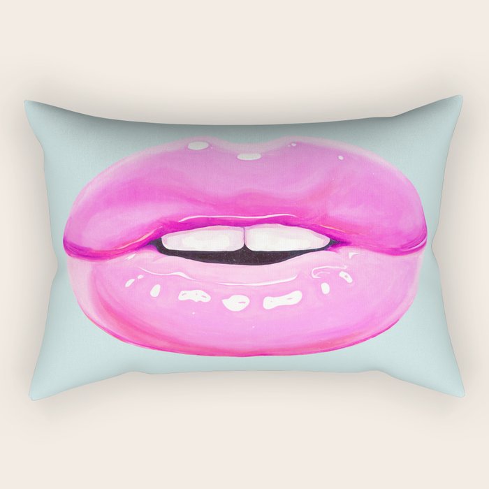 Fashion pink lips Rectangular Pillow Gallery Image 1