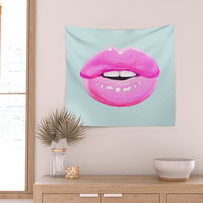 Fashion pink lips Wall Tapestry Gallery Image 2