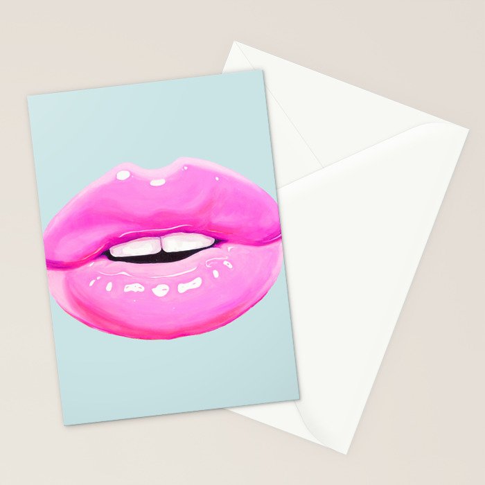 Fashion pink lips Stationery Card Gallery Image 2