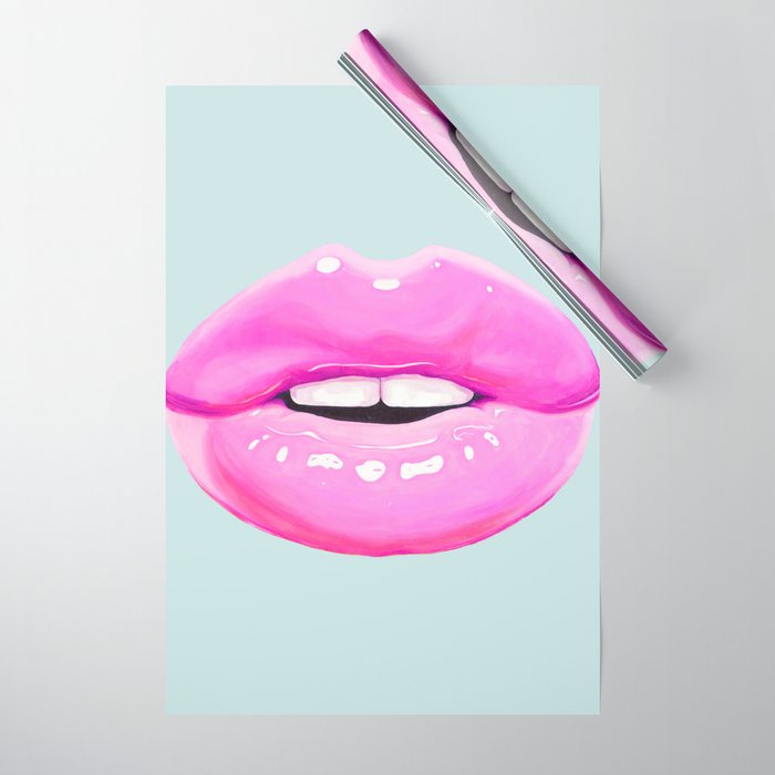 Fashion pink lips Wrapping Paper Gallery Image 1