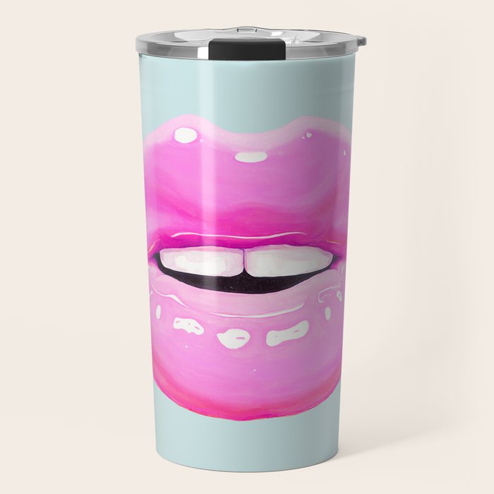 Fashion pink lips Travel Mug Gallery Image 1