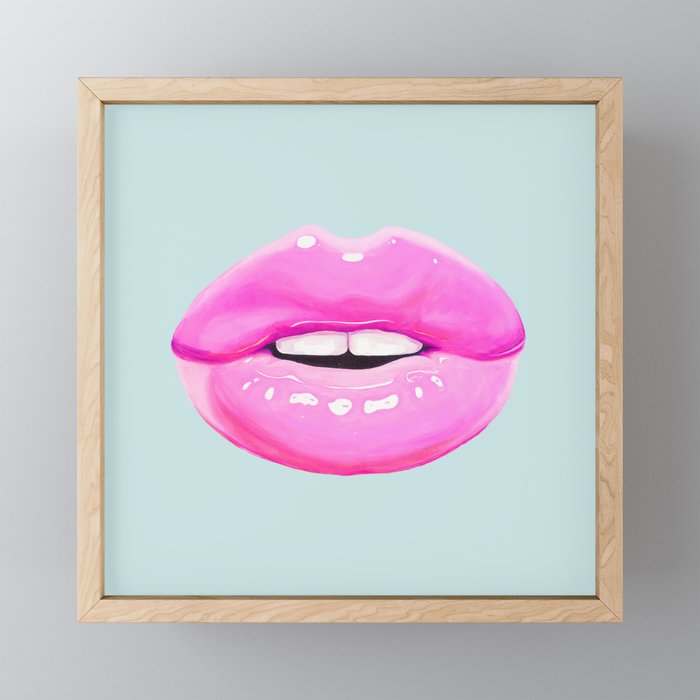 Fashion pink lips Mini Art Print Gallery Image 1