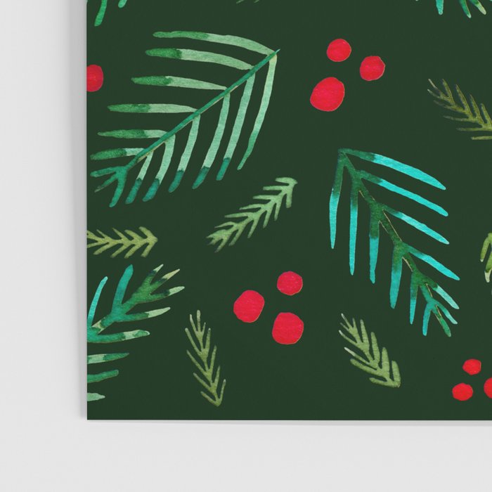 Christmas tree branches and berries - green Poster Gallery Image 3