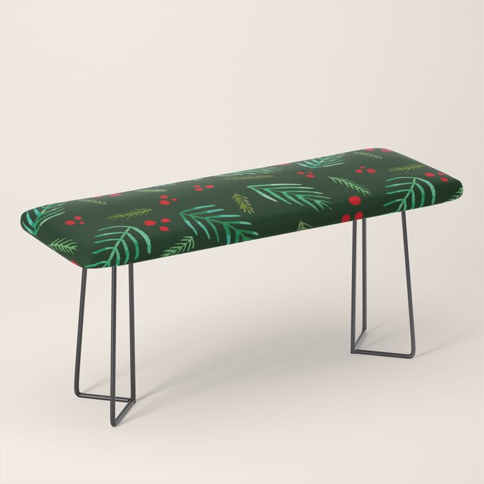Christmas tree branches and berries - green Bench Gallery Image 1