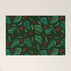 Christmas tree branches and berries - green Welcome Mat Gallery Image 1