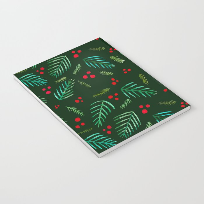 Christmas tree branches and berries - green Notebook Gallery Image 3