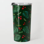 Christmas tree branches and berries - green Travel Mug Gallery Image 3