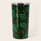 Christmas tree branches and berries - green Travel Mug Gallery Image 1