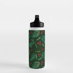 Christmas tree branches and berries - green Water Bottle Gallery Image 3