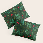 Christmas tree branches and berries - green Pillow Sham Gallery Image 3
