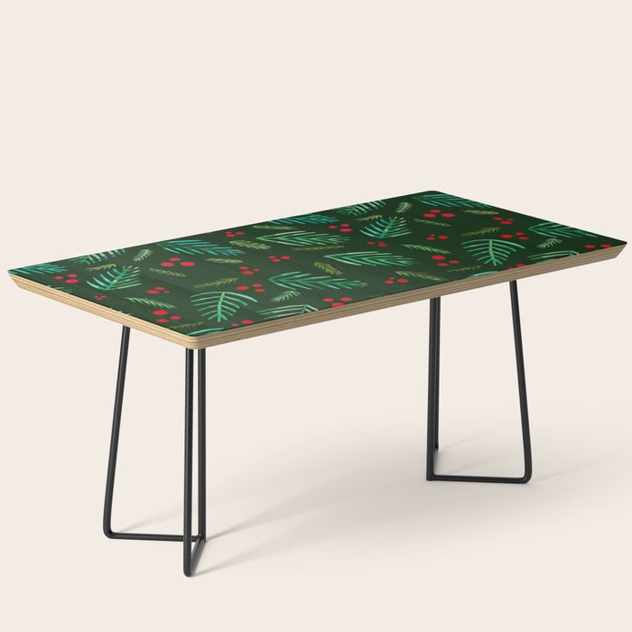 Christmas tree branches and berries - green Coffee Table Gallery Image 1