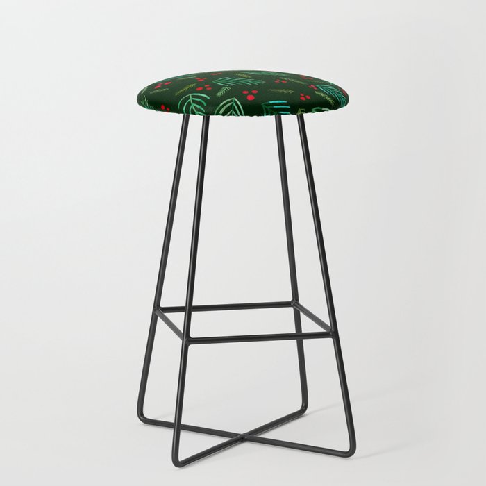 Christmas tree branches and berries - green Stool Gallery Image 1