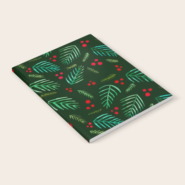 Christmas tree branches and berries - green Notebook Gallery Image 2