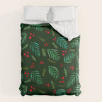 Christmas tree branches and berries - green Duvet Cover Gallery Image 6