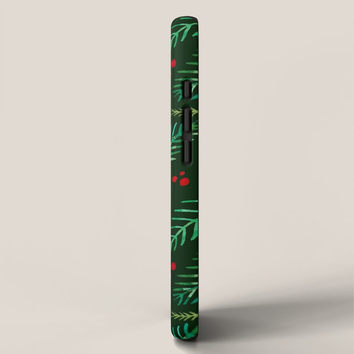 Christmas tree branches and berries - green iPhone Case Gallery Image 2