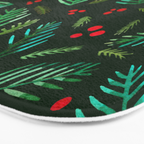 Christmas tree branches and berries - green Bath Mat Gallery Image 3