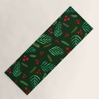 Christmas tree branches and berries - green Yoga Mat Gallery Image 1
