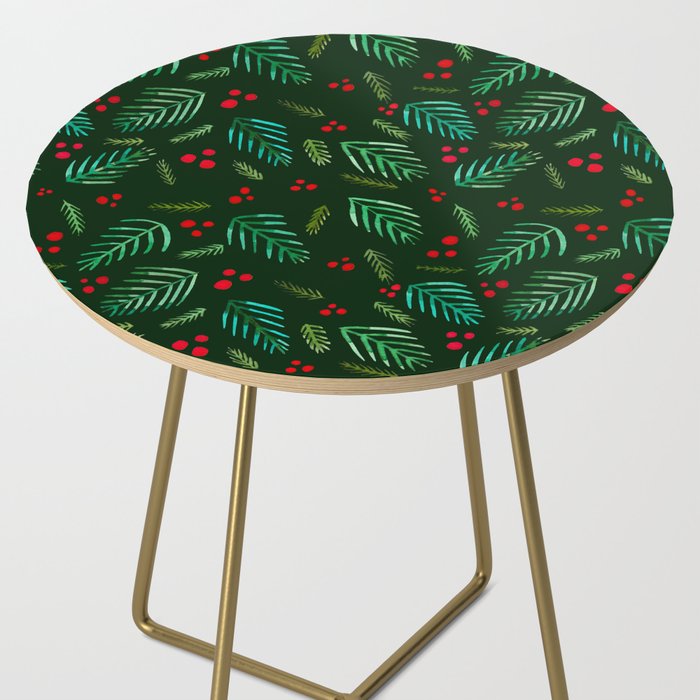 Christmas tree branches and berries - green Side Table Gallery Image 2
