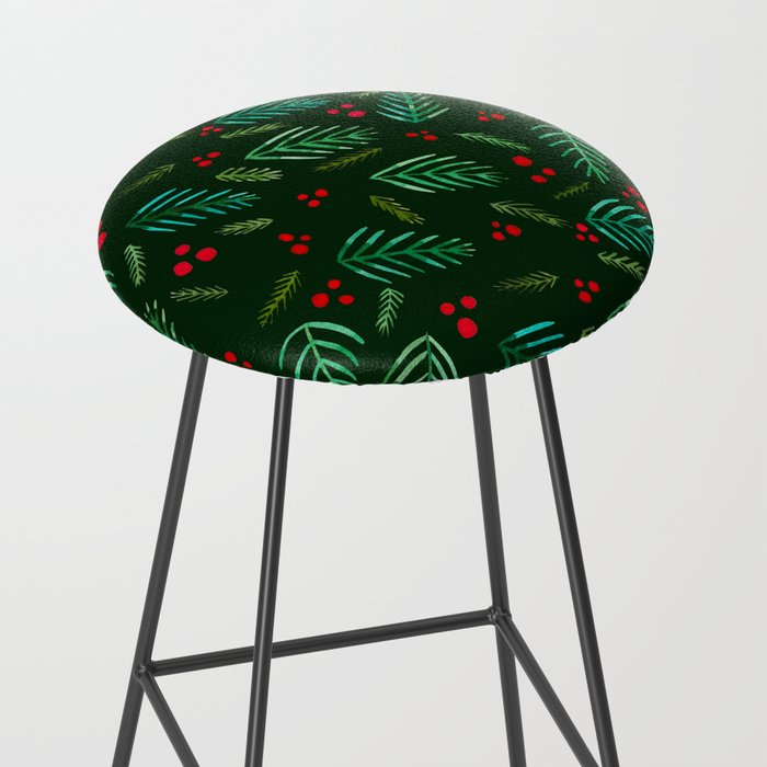 Christmas tree branches and berries - green Stool Gallery Image 2