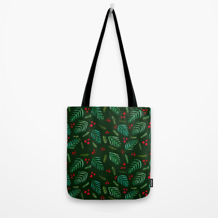 Christmas tree branches and berries - green Tote Bag Gallery Image 2