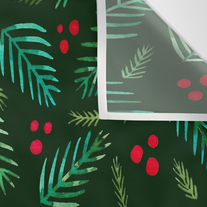Christmas tree branches and berries - green Wall Tapestry Gallery Image 3