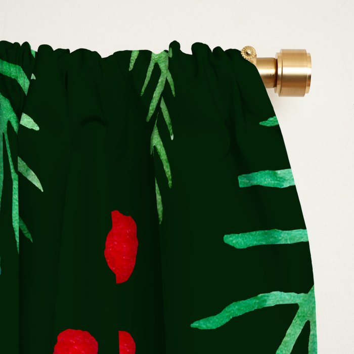 Christmas tree branches and berries - green Window Curtain Gallery Image 2