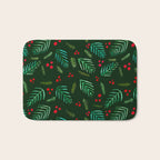 Christmas tree branches and berries - green Bath Mat Gallery Image 1