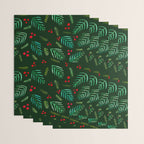 Christmas tree branches and berries - green Wrapping Paper Gallery Image 3