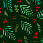Christmas tree branches and berries - green Coffee Mug Gallery Image 2