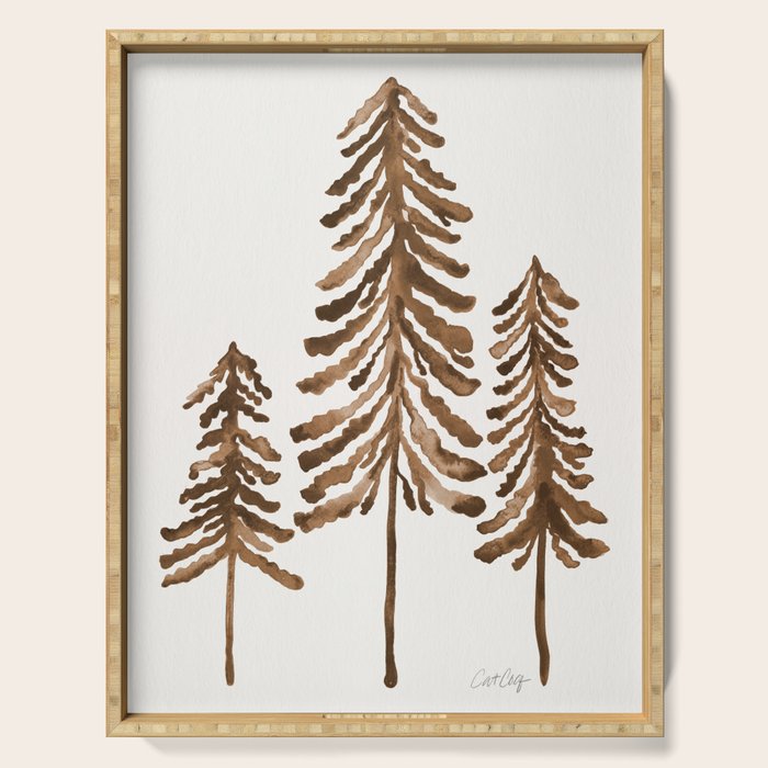 Pine Trees - Sepia Palette Serving Tray Gallery Image 1
