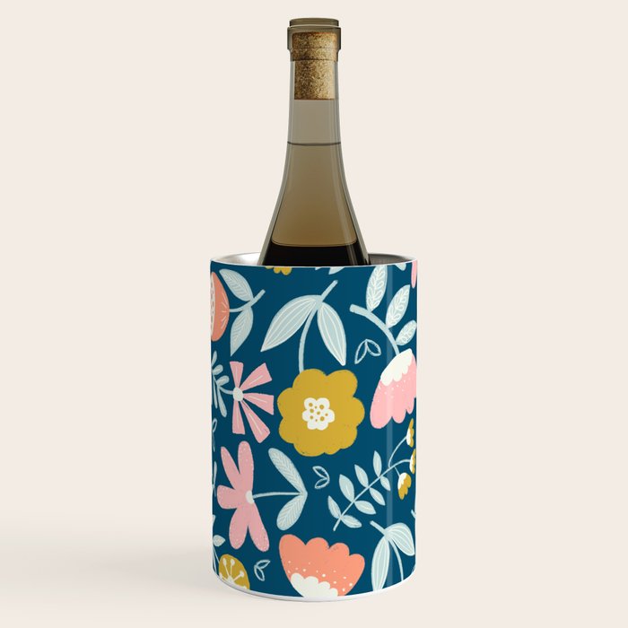 Cute Vintage Flower Pattern Scandinavian Folk Art Wine Chiller Gallery Image 3