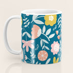 Cute Vintage Flower Pattern Scandinavian Folk Art Coffee Mug Gallery Image 3
