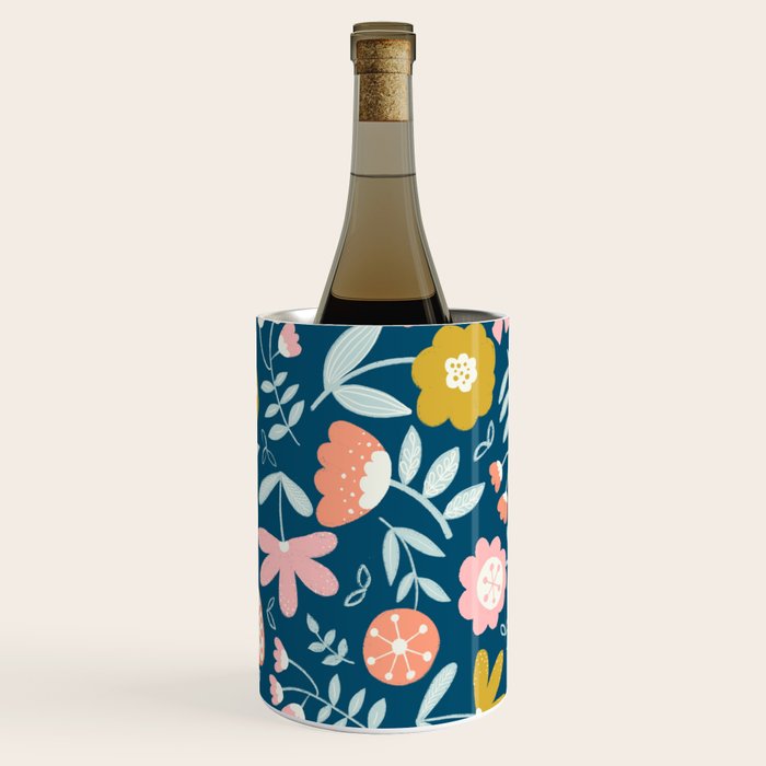Cute Vintage Flower Pattern Scandinavian Folk Art Wine Chiller Gallery Image 2