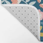 Cute Vintage Flower Pattern Scandinavian Folk Art Bath Mat Gallery Image 2