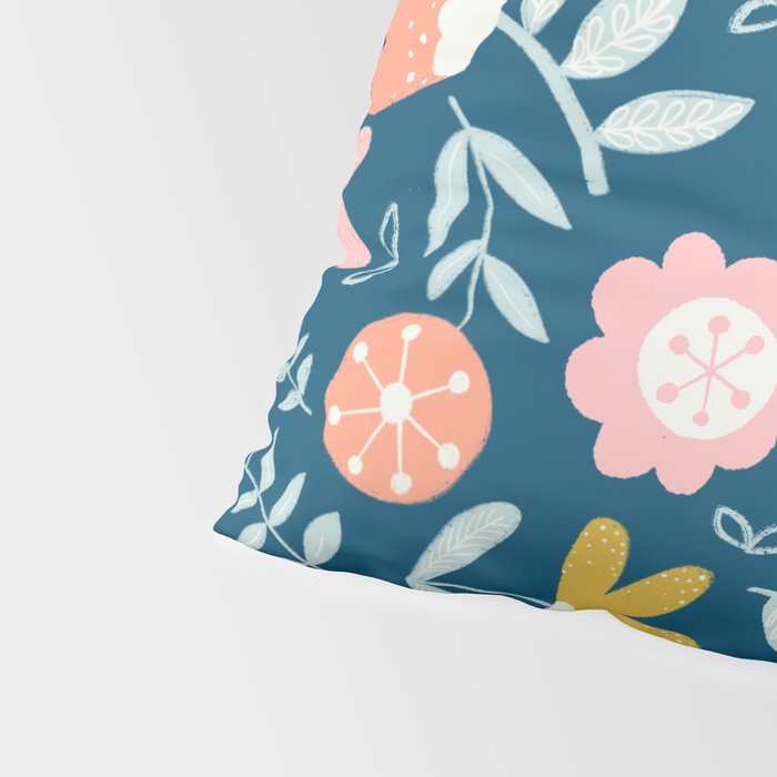 Cute Vintage Flower Pattern Scandinavian Folk Art Pillow Sham Gallery Image 4