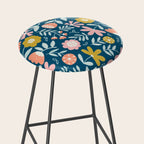 Cute Vintage Flower Pattern Scandinavian Folk Art Stool Gallery Image 2