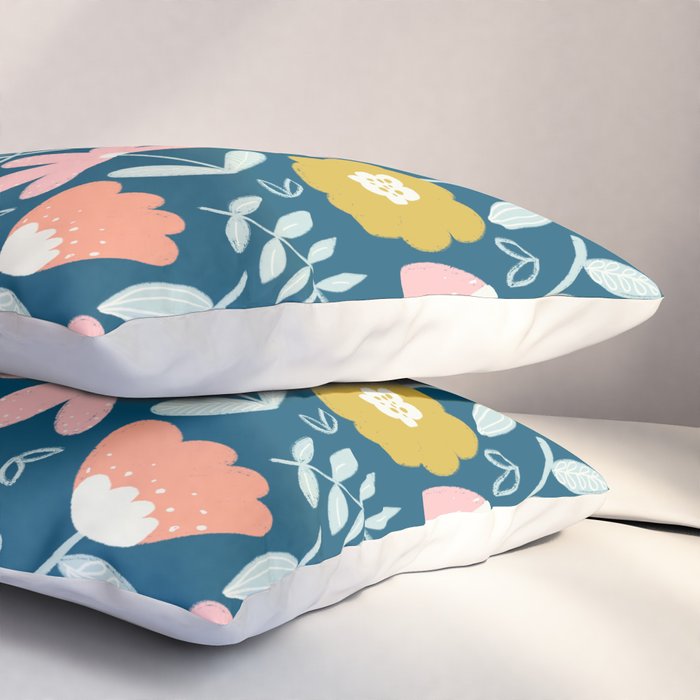 Cute Vintage Flower Pattern Scandinavian Folk Art Pillow Sham Gallery Image 3