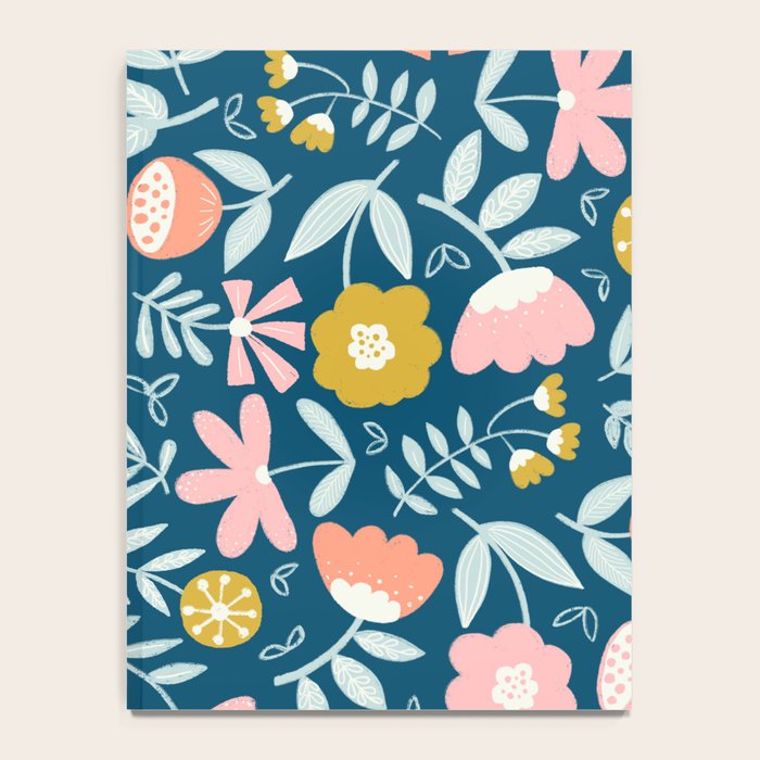 Cute Vintage Flower Pattern Scandinavian Folk Art Notebook Gallery Image 4