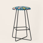 Cute Vintage Flower Pattern Scandinavian Folk Art Stool Gallery Image 1