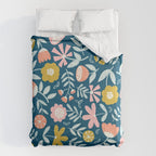 Cute Vintage Flower Pattern Scandinavian Folk Art Comforter Gallery Image 6