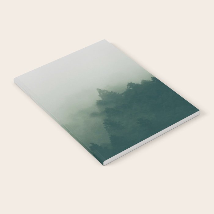 Green Pine Trees Misty Foggy Forest Green Ombre Gradient Minimalist Landscape Notebook Gallery Image 1